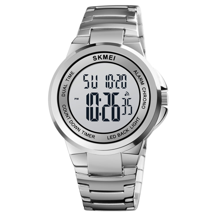 SKMEI 1712 Dual Time LED Digitalanzeige Leuchtende Edelstahlarmband Elektronische Uhr