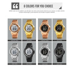 SKMEI 1712 Dual Time LED Digitalanzeige Leuchtende Edelstahlarmband Elektronische Uhr