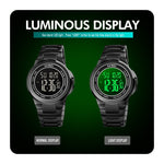 SKMEI 1712 Dual Time LED Digitalanzeige Leuchtende Edelstahlarmband Elektronische Uhr