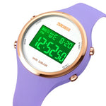 SKMEI 1720 Runde Zifferblatt LED Digitalanzeige Leuchtendes Silikonarmband Elektronische Uhr
