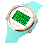 SKMEI 1720 Runde Zifferblatt LED Digitalanzeige Leuchtendes Silikonarmband Elektronische Uhr