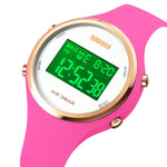 SKMEI 1720 Runde Zifferblatt LED Digitalanzeige Leuchtendes Silikonarmband Elektronische Uhr