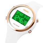 SKMEI 1720 Runde Zifferblatt LED Digitalanzeige Leuchtendes Silikonarmband Elektronische Uhr