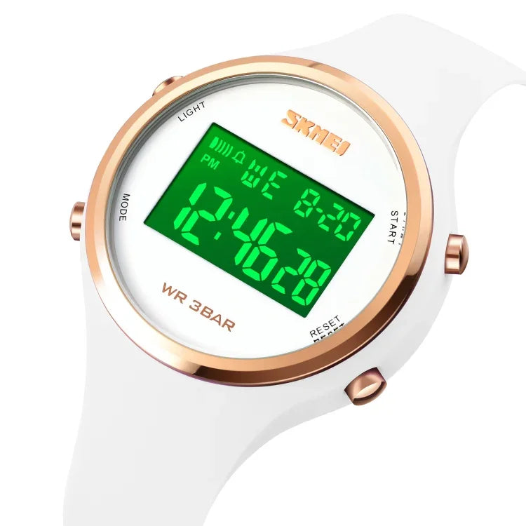 SKMEI 1720 Runde Zifferblatt LED Digitalanzeige Leuchtendes Silikonarmband Elektronische Uhr