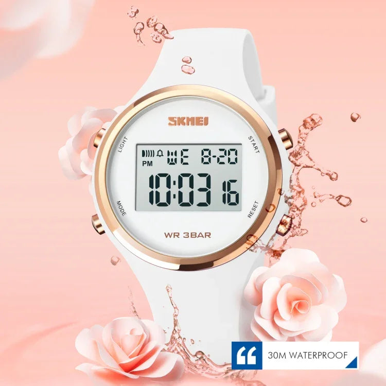 SKMEI 1720 Runde Zifferblatt LED Digitalanzeige Leuchtendes Silikonarmband Elektronische Uhr