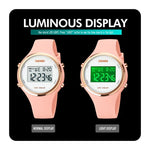 SKMEI 1720 Runde Zifferblatt LED Digitalanzeige Leuchtendes Silikonarmband Elektronische Uhr