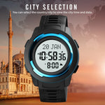 SKMEI 1729 Qibla-Kalenderuhr Multifunktionale LED-Digitalanzeige Leuchtende Elektronische Uhr