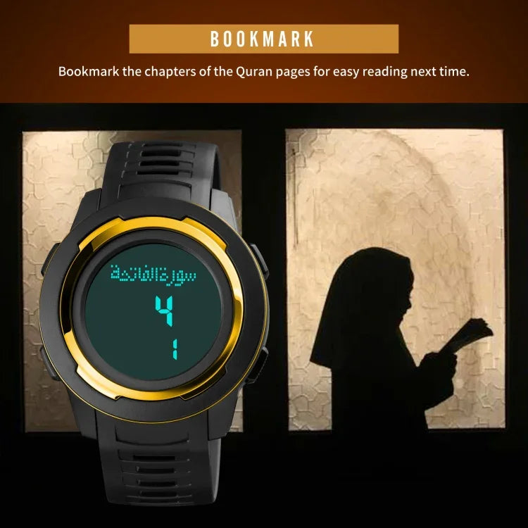 SKMEI 1729 Qibla-Kalenderuhr Multifunktionale LED-Digitalanzeige Leuchtende Elektronische Uhr
