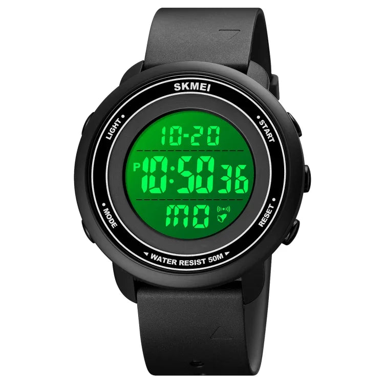 SKMEI 1736 Dreifaches rundes Zifferblatt Timing LED Digitalanzeige Leuchtende elektronische Uhr