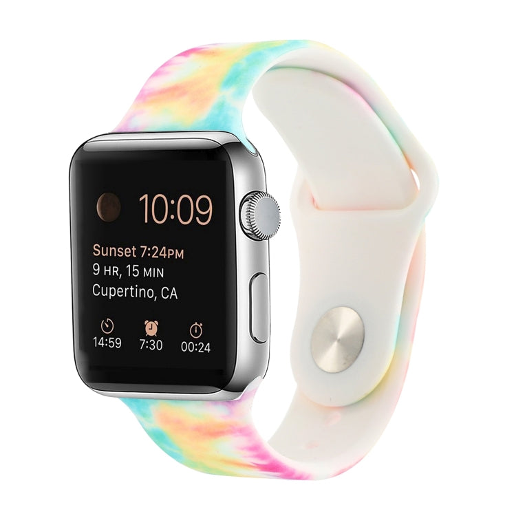 Silikon-Armband mit aufgemaltem Muster als Ersatz für Apple Watch Series 7 (41 mm), 6, SE, 5, 4 (40 mm), 3, 2, 1 (38 mm) und 7 (45 mm), 6, SE, 5, 4 (44 mm) sowie 3, 2, 1 (42 mm).