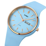 SKMEI 1747 Einfache Balkenskala Zifferblatt Silikonarmband Quarzuhr für Damen