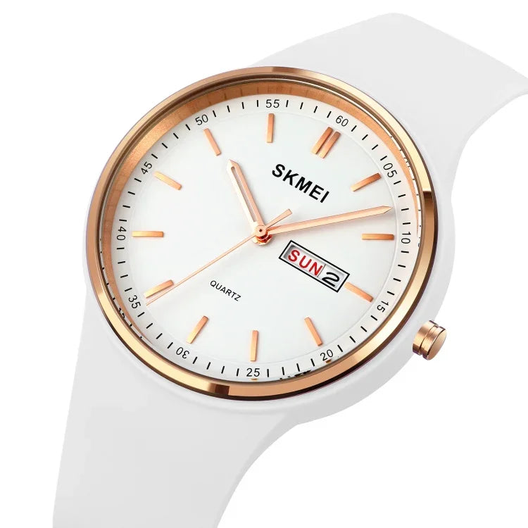 SKMEI 1747 Einfache Balkenskala Zifferblatt Silikonarmband Quarzuhr für Damen