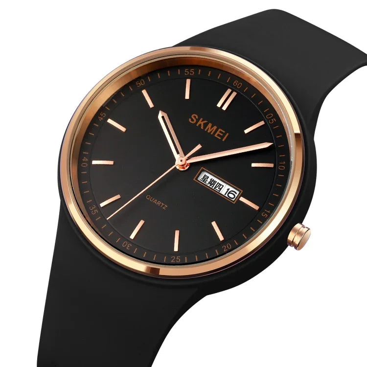 SKMEI 1747 Einfache Balkenskala Zifferblatt Silikonarmband Quarzuhr für Damen