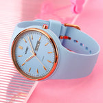 SKMEI 1747 Einfache Balkenskala Zifferblatt Silikonarmband Quarzuhr für Damen