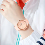 SKMEI 1747 Einfache Balkenskala Zifferblatt Silikonarmband Quarzuhr für Damen