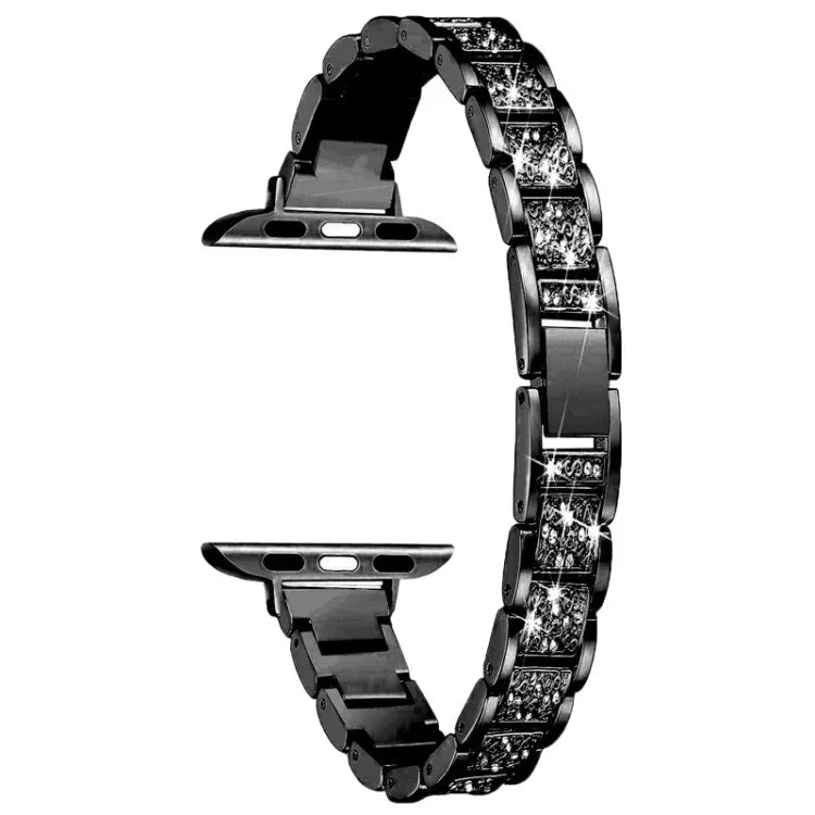 14 mm breites Ersatzarmband aus Aluminiumlegierung mit drei Diamantperlen für Apple Watch Series 7 (41 mm), 6, SE, 5, 4 (40 mm), 3, 2, 1 (38 mm) und 7 (45 mm), 6, SE, 5, 4 (44 mm) sowie 3, 2, 1 (42 mm).