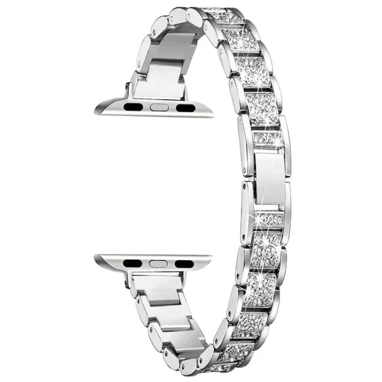 14 mm breites Ersatzarmband aus Aluminiumlegierung mit drei Diamantperlen für Apple Watch Series 7 (41 mm), 6, SE, 5, 4 (40 mm), 3, 2, 1 (38 mm) und 7 (45 mm), 6, SE, 5, 4 (44 mm) sowie 3, 2, 1 (42 mm).