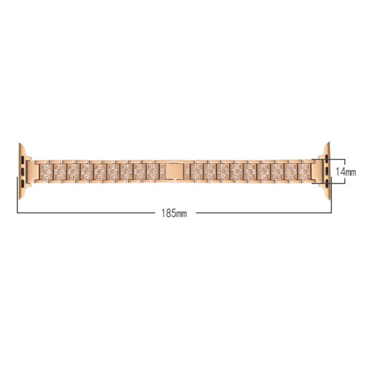 14 mm breites Ersatzarmband aus Aluminiumlegierung mit drei Diamantperlen für Apple Watch Series 7 (41 mm), 6, SE, 5, 4 (40 mm), 3, 2, 1 (38 mm) und 7 (45 mm), 6, SE, 5, 4 (44 mm) sowie 3, 2, 1 (42 mm).