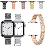 14 mm breites Ersatzarmband aus Aluminiumlegierung mit drei Diamantperlen für Apple Watch Series 7 (41 mm), 6, SE, 5, 4 (40 mm), 3, 2, 1 (38 mm) und 7 (45 mm), 6, SE, 5, 4 (44 mm) sowie 3, 2, 1 (42 mm).