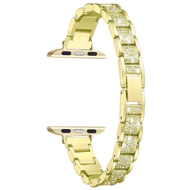 14 mm breites Ersatzarmband aus Aluminiumlegierung mit drei Diamantperlen für Apple Watch Series 7 (41 mm), 6, SE, 5, 4 (40 mm), 3, 2, 1 (38 mm) und 7 (45 mm), 6, SE, 5, 4 (44 mm) sowie 3, 2, 1 (42 mm).