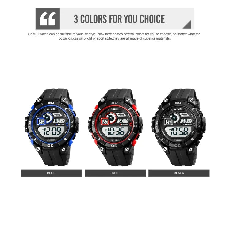 SKMEI 1756 Dualzeit Countdown-Wecker Herren Sport Leuchtende Elektronische Uhr