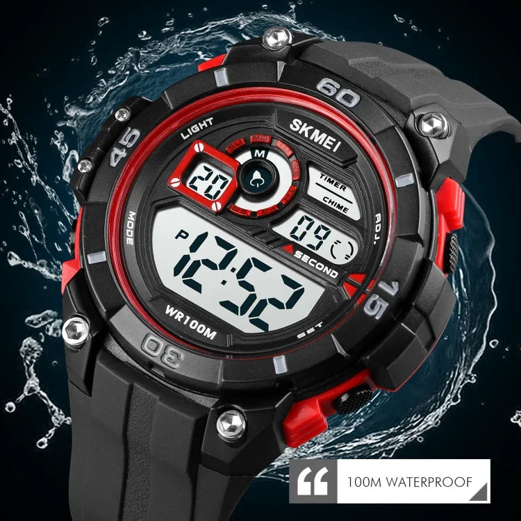 SKMEI 1756 Dualzeit Countdown-Wecker Herren Sport Leuchtende Elektronische Uhr