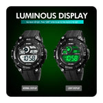 SKMEI 1756 Dualzeit Countdown-Wecker Herren Sport Leuchtende Elektronische Uhr