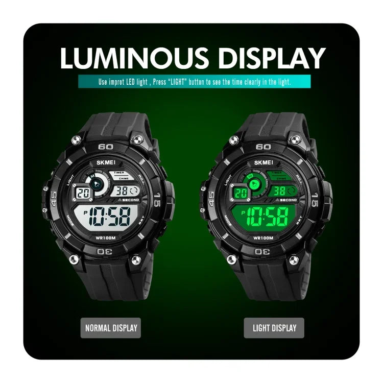 SKMEI 1756 Dualzeit Countdown-Wecker Herren Sport Leuchtende Elektronische Uhr