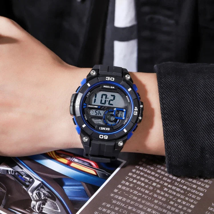 SKMEI 1756 Dualzeit Countdown-Wecker Herren Sport Leuchtende Elektronische Uhr