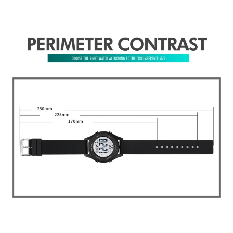 SKMEI 1758 Multifunktions-LED-Digitalanzeige leuchtende elektronische Uhr mit Silikonarmband