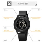 SKMEI 1758 Multifunktions-LED-Digitalanzeige leuchtende elektronische Uhr mit Silikonarmband