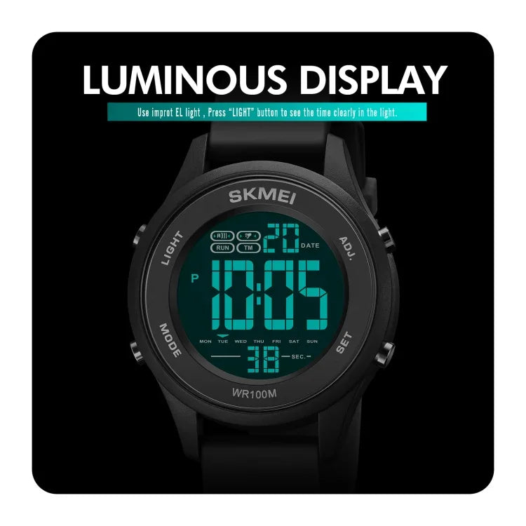 SKMEI 1758 Multifunktions-LED-Digitalanzeige leuchtende elektronische Uhr mit Silikonarmband