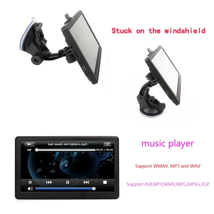 7 Zoll Auto HD GPS Navigator 8G+128M Kapazitiver Bildschirm Unterstützt FM / TF-Karte, Europa-Karte, Australien-Karte, Südostasien-Karte, Nordamerika-Karte, Nahost-Karte, Südamerika-Karte, Afrika-Karte