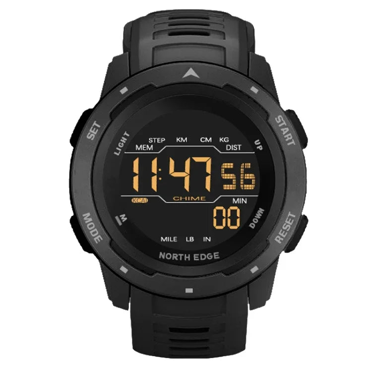 NORTH EDGE Mars Herren Leuchtende Digitale Wasserdichte Smart Sportuhr, unterstützt Wecker & Countdown & Sportmodus