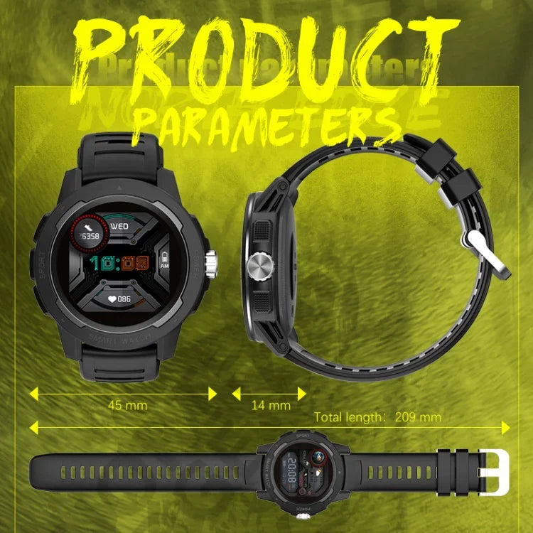 NORTH EDGE Mars 2 1,4 Zoll Full-Touchscreen Outdoor-Sport-Bluetooth-Smartwatch, unterstützt Herzfrequenz-/Schlaf-/Blutdruck-/Blutsauerstoffüberwachung & Fernbedienungskamera & 7 Sportmodi