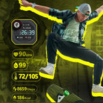 NORTH EDGE Mars 2 1,4 Zoll Full-Touchscreen Outdoor-Sport-Bluetooth-Smartwatch, unterstützt Herzfrequenz-/Schlaf-/Blutdruck-/Blutsauerstoffüberwachung & Fernbedienungskamera & 7 Sportmodi