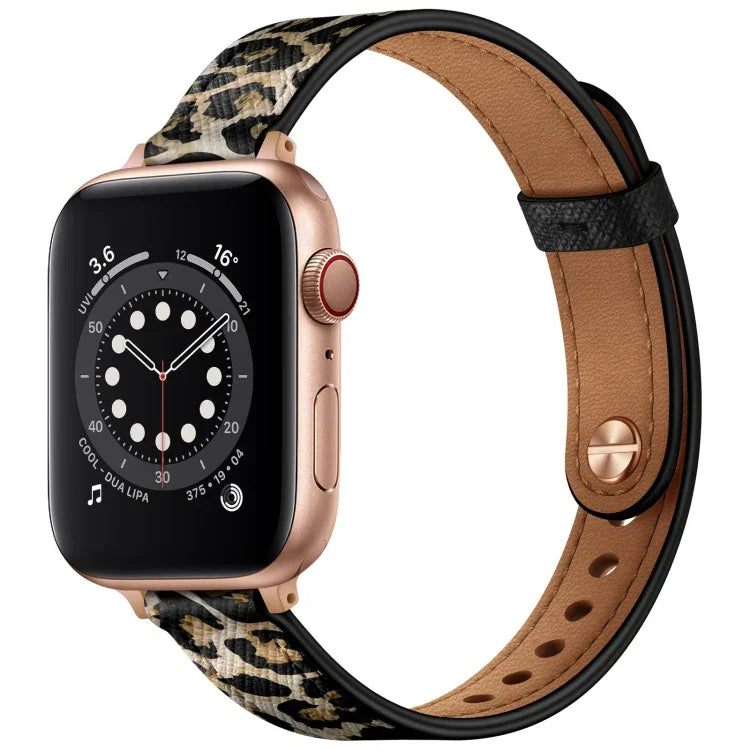 14mm Couple Style Leather Replacement Strap Watchband For Apple Watch Series, 7 41mm / 6 & SE & 5 & 4 40mm / 3 & 2 & 1 38mm, 7 45mm / 6 & SE & 5 & 4 44mm / 3 & 2 & 1 42mm