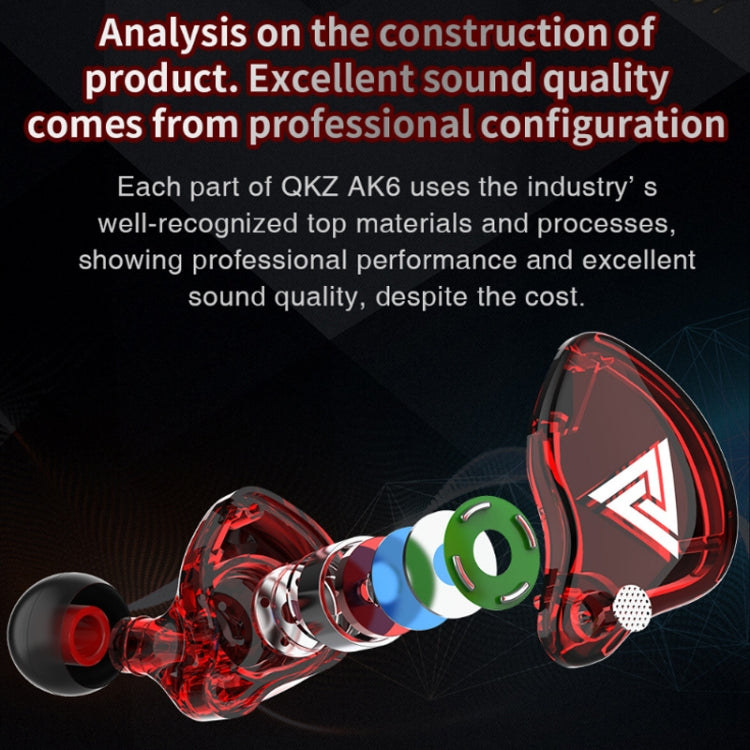 QKZ AK6-X 3,5mm In-Ear Kabelgebundene Subwoofer-Sportkopfhörer mit Mikrofon, Kabellänge: ca. 1,2m, 1 Stk.