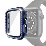 Galvanisierte PC-Einreiher-Diamant-Schutzhülle mit gehärteter Glasfolie für Apple Watch Series, für Apple Watch Series 6 / 5 / 4 / Watch SE 40 mm, für Apple Watch Series 6 / 5 / 4 / Watch SE 44 mm