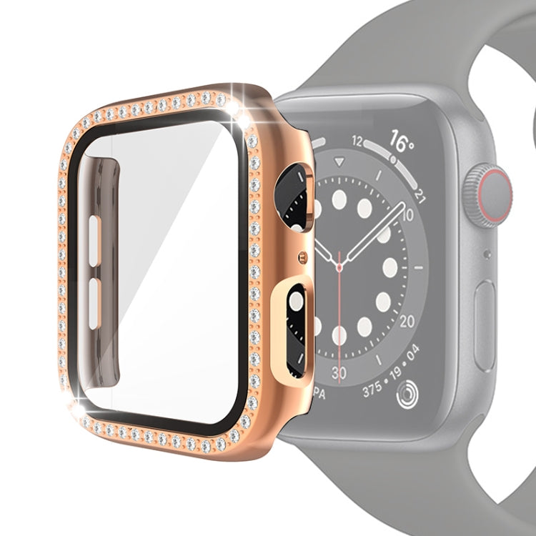 Galvanisierte PC-Einreiher-Diamant-Schutzhülle mit gehärteter Glasfolie für Apple Watch Series, für Apple Watch Series 6 / 5 / 4 / Watch SE 40 mm, für Apple Watch Series 6 / 5 / 4 / Watch SE 44 mm
