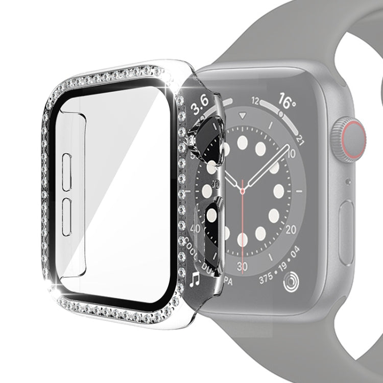 Galvanisierte PC-Einreiher-Diamant-Schutzhülle mit gehärteter Glasfolie für Apple Watch Series, für Apple Watch Series 6 / 5 / 4 / Watch SE 40 mm, für Apple Watch Series 6 / 5 / 4 / Watch SE 44 mm