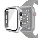 Galvanisierte PC-Einreiher-Diamant-Schutzhülle mit gehärteter Glasfolie für Apple Watch Series, für Apple Watch Series 6 / 5 / 4 / Watch SE 40 mm, für Apple Watch Series 6 / 5 / 4 / Watch SE 44 mm