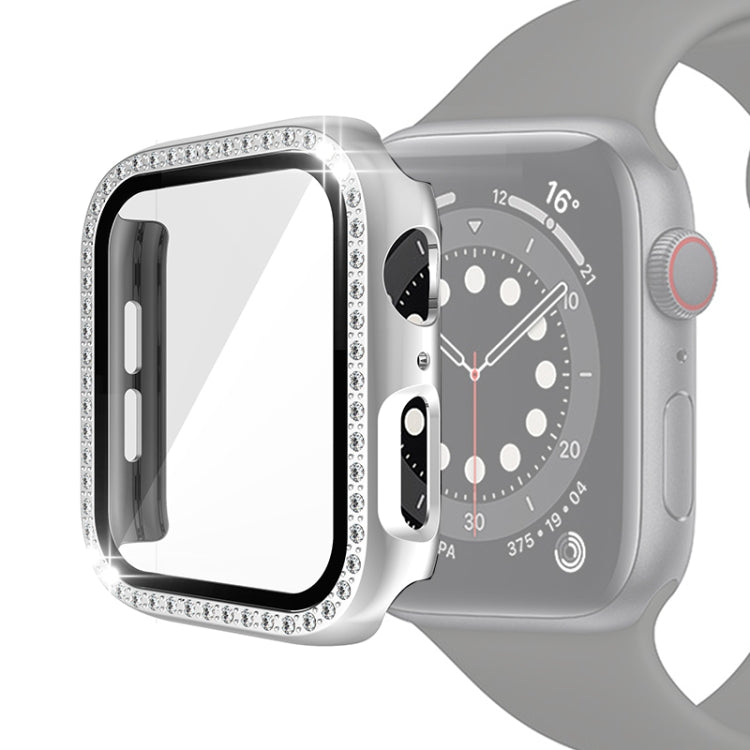 Galvanisierte PC-Einreiher-Diamant-Schutzhülle mit gehärteter Glasfolie für Apple Watch Series, für Apple Watch Series 6 / 5 / 4 / Watch SE 40 mm, für Apple Watch Series 6 / 5 / 4 / Watch SE 44 mm