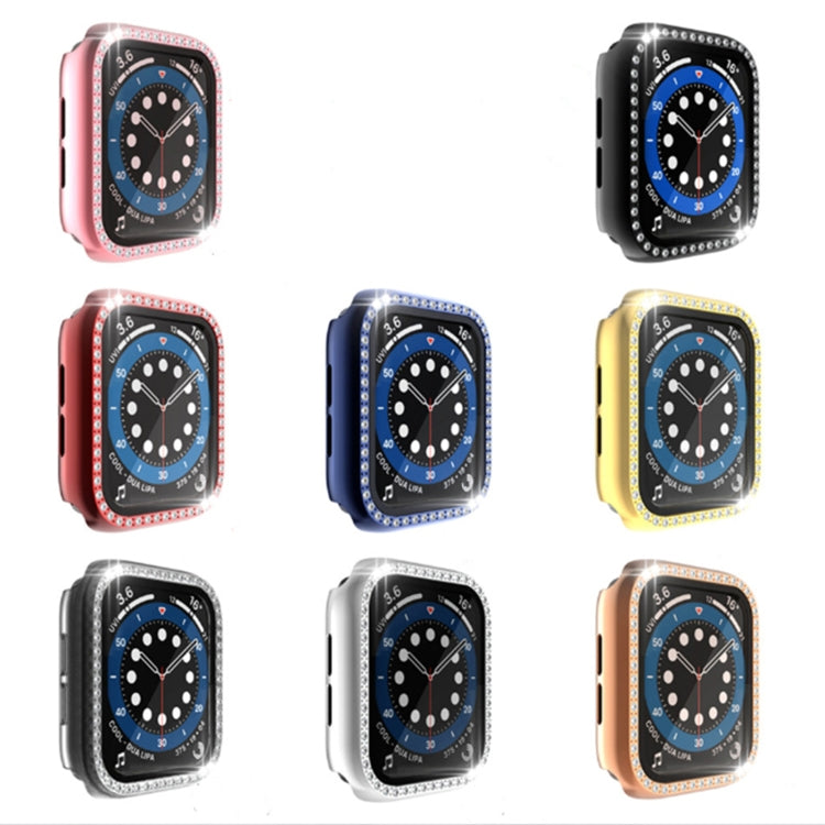 Galvanisierte PC-Einreiher-Diamant-Schutzhülle mit gehärteter Glasfolie für Apple Watch Series, für Apple Watch Series 6 / 5 / 4 / Watch SE 40 mm, für Apple Watch Series 6 / 5 / 4 / Watch SE 44 mm