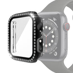 Galvanisierte PC-Einreiher-Diamant-Schutzhülle mit gehärteter Glasfolie für Apple Watch Series, für Apple Watch Series 6 / 5 / 4 / Watch SE 40 mm, für Apple Watch Series 6 / 5 / 4 / Watch SE 44 mm