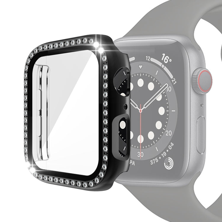 Galvanisierte PC-Einreiher-Diamant-Schutzhülle mit gehärteter Glasfolie für Apple Watch Series, für Apple Watch Series 6 / 5 / 4 / Watch SE 40 mm, für Apple Watch Series 6 / 5 / 4 / Watch SE 44 mm