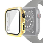 Galvanisierte PC-Einreiher-Diamant-Schutzhülle mit gehärteter Glasfolie für Apple Watch Series, für Apple Watch Series 6 / 5 / 4 / Watch SE 40 mm, für Apple Watch Series 6 / 5 / 4 / Watch SE 44 mm
