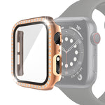 Galvanisierte PC-Einreiher-Diamant-Schutzhülle mit gehärteter Glasfolie für Apple Watch Series, für Apple Watch Series 6 / 5 / 4 / Watch SE 40 mm, für Apple Watch Series 6 / 5 / 4 / Watch SE 44 mm