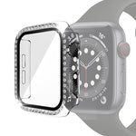 Galvanisierte PC-Einreiher-Diamant-Schutzhülle mit gehärteter Glasfolie für Apple Watch Series, für Apple Watch Series 6 / 5 / 4 / Watch SE 40 mm, für Apple Watch Series 6 / 5 / 4 / Watch SE 44 mm
