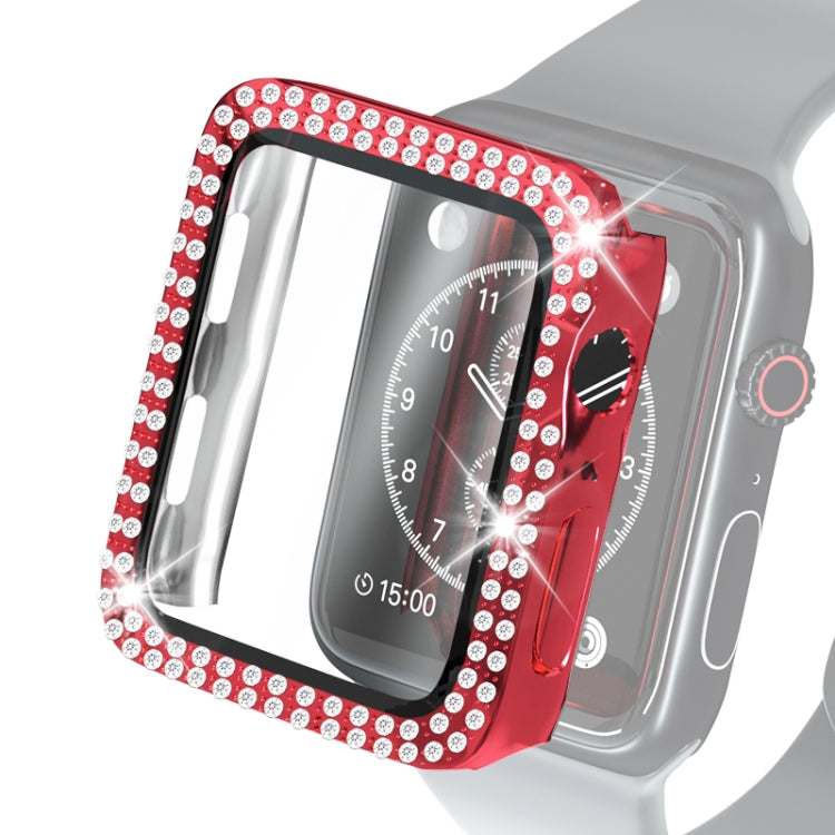 Galvanisierte PC-Schutzhülle mit doppelten Reihen Diamanten und gehärteter Glasfolie für Apple Watch Series, für Apple Watch Series 6 / 5 / 4 / Watch SE 40 mm, für Apple Watch Series 6 / 5 / 4 / Watch SE 44 mm